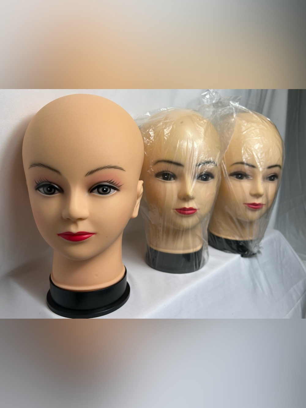 (3) Styling Mannequin Head for Women's Hair - Beige
